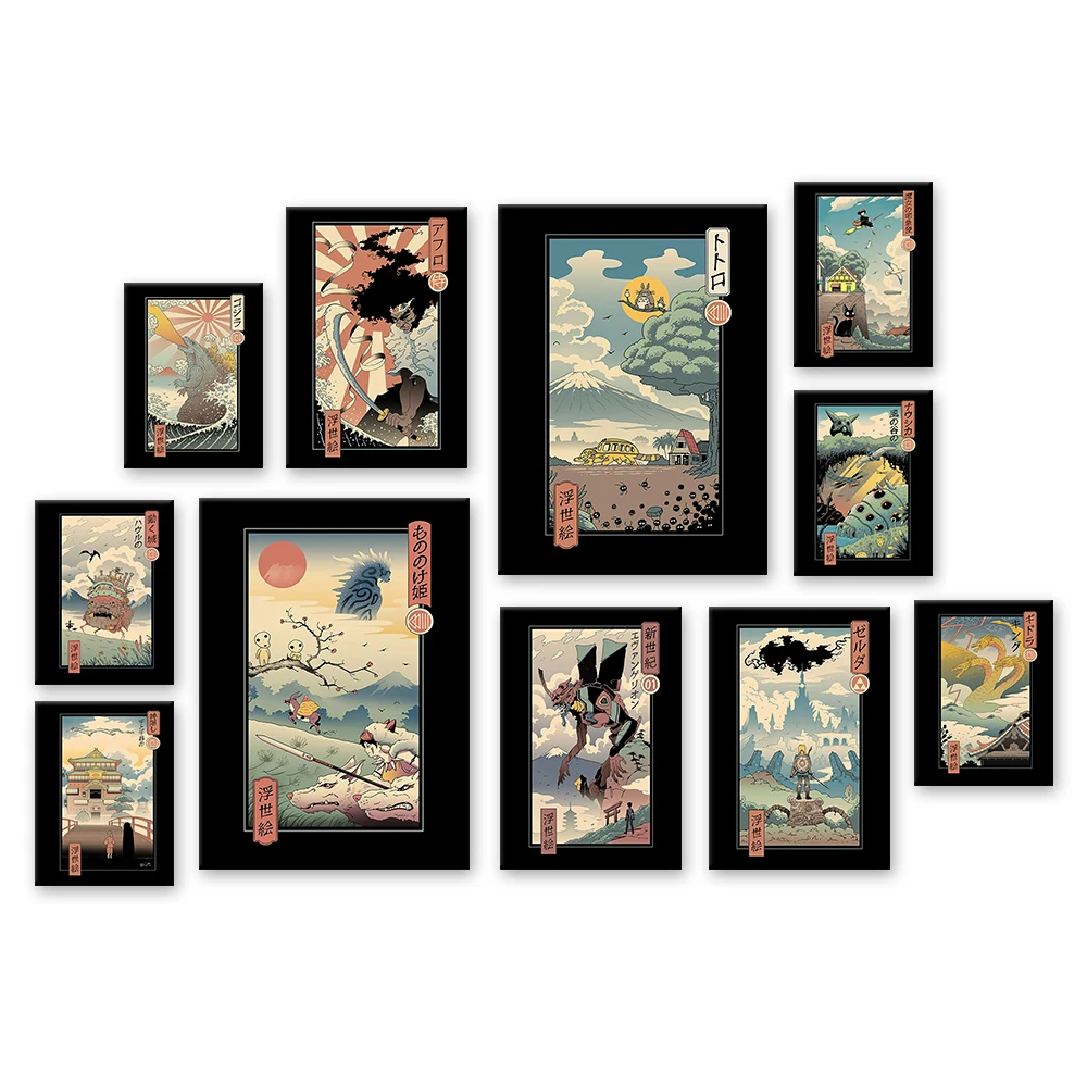 

Japan Ukiyo-e Anime Kanagawa Waves Canvas Painting Japanese Ramen Food Shop Kitchen Art Print Poster Decorative Wall Picture Roo