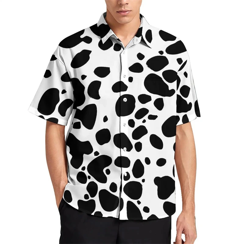 

Dalmatian Dog 3D Printed Blouses Simple Spot Graphic Shirts For Men Clothes Casual Love Animal Male Short Sleeve Button Y2k Tops