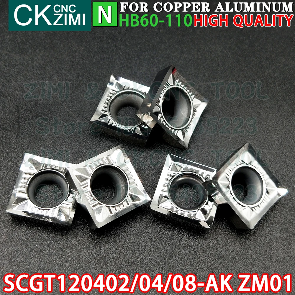 SCGT120402-AK ZM01 SCGT120404-AK ZM01 SCGT120408-AK ZM01 حشوات ألمنيوم كربيد تحول أدوات إدراج SCGT 1204 SCGT1204 AK CNC مخرطة معدنية تحول أدوات القطع