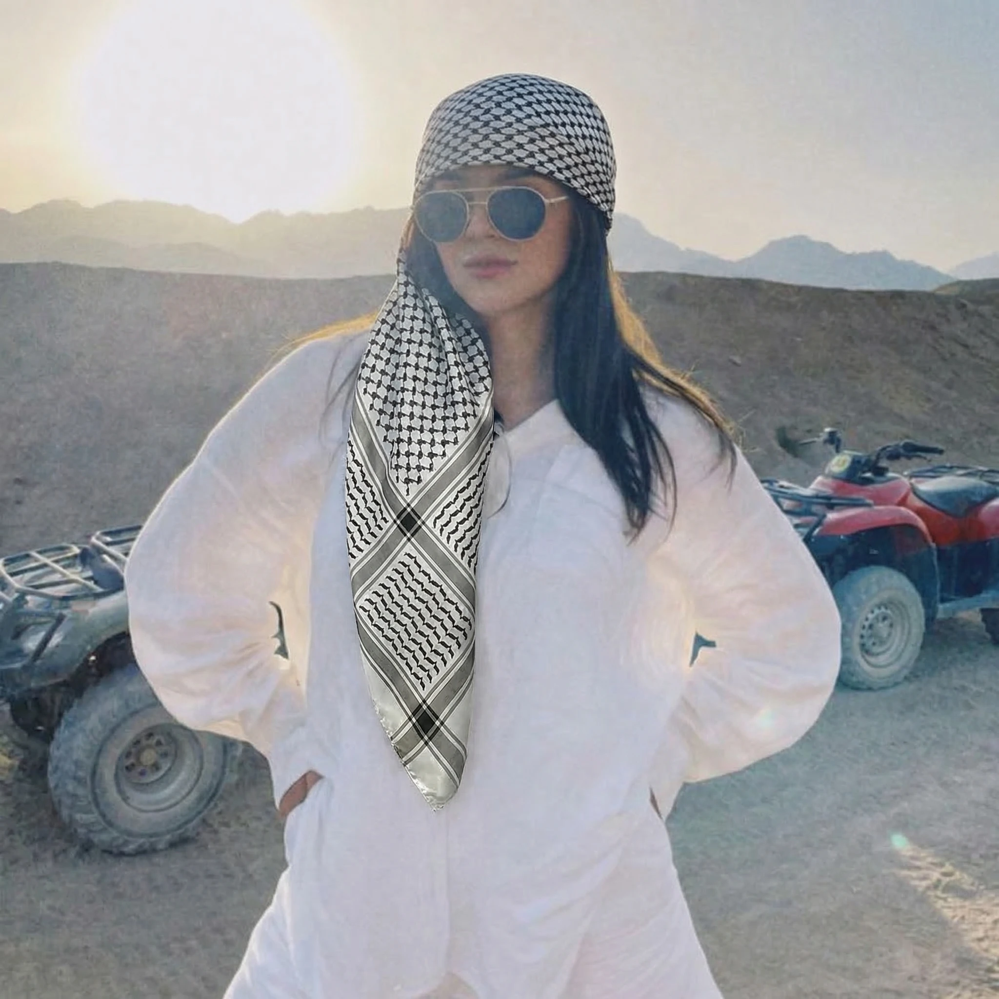 Luxury Brand Silk Satin Square Scarf Women Hijab Bandana Muslim Headscarves Shawl Wrap Ladies Headband Neckerchief Foulard 90cm image 5