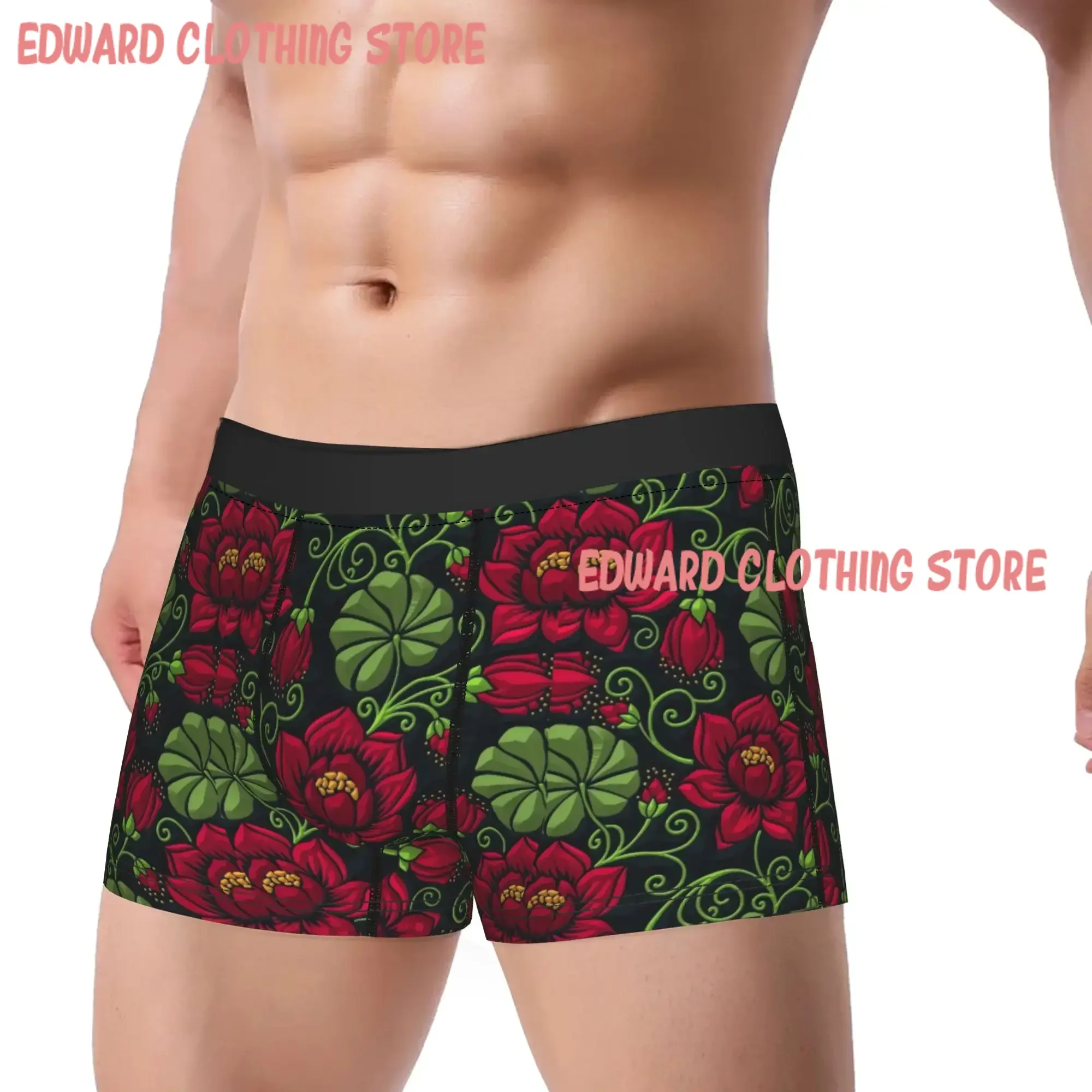 Retro Folk Floral Underwear  Men Underpants Customs Soft Trend Boxershorts High Quality Shorts Briefs Plus Size