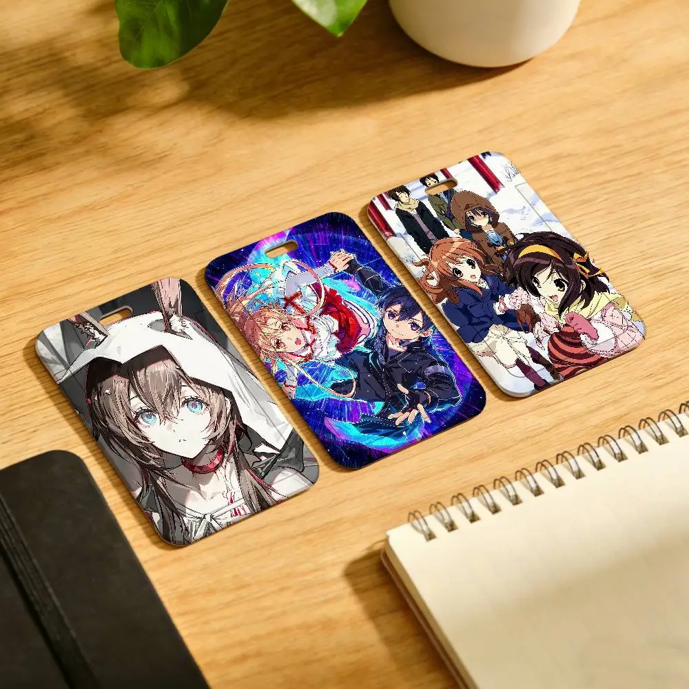 Amiya Game Arknights Lanyard Pull Back Clip Holder and Card Holder Rotating Back ID Card Family Gift