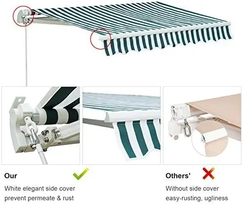 Fully Assembled Manual Commercial Grade - Quality 100% 280G Ployester Window Door Sunshade Shelter - Deck Canopy Balcony