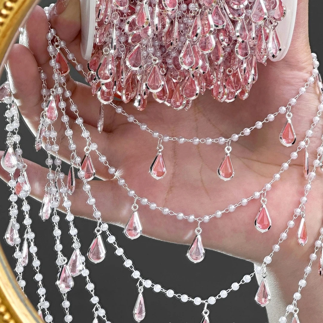 0,5 Meter/1 Meter Kristall-Wassertropfen-Anhänger Gliederkette für Schmuckherstellung Halskette Fußkettchen Schmuckzubehör DIY Bastelkette – Detail 4