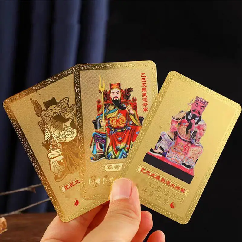 2025 Tai Sui Amulet Card Feng Shui Prayer Gold Card Exorcism Protection Buddha Gift Amulet Safe Bring In Wealth And Treasure