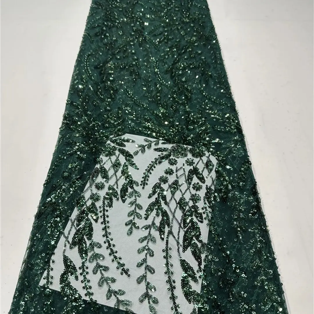 

Africa Nigerian Beaded French Mesh Lace With Sequins High Quality 2025 Embroidery Lace Sequins Lace For Wedding Dresses Women