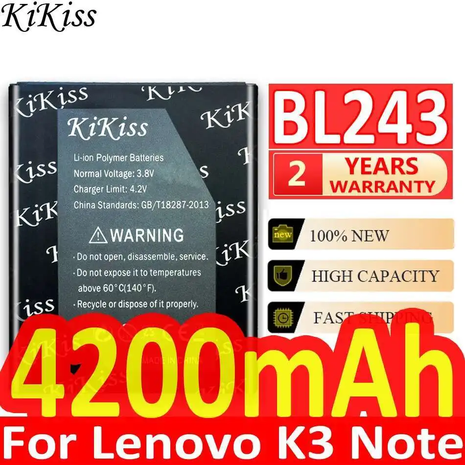 

Аккумулятор для мобильного телефона большой емкости 4200 мАч для Lenovo K3 Note K50-T5 A7000 A5500 A5600 A7600 BL243