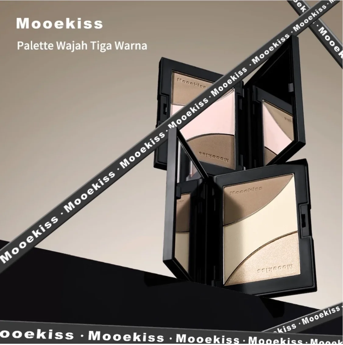 Mooekiss Placa de contorno de três cores com brilho natural Uma placa multiuso 16,5g Maquiagem