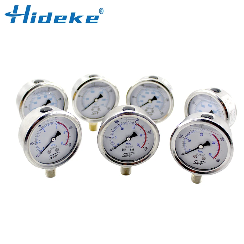 YN60 PT/G1/2 Brass Joint Radial Stainless Steel Case 16/25/400Mpa/Kg Hydraulic Shock resistant Glycerin Filling Pressure Gauges