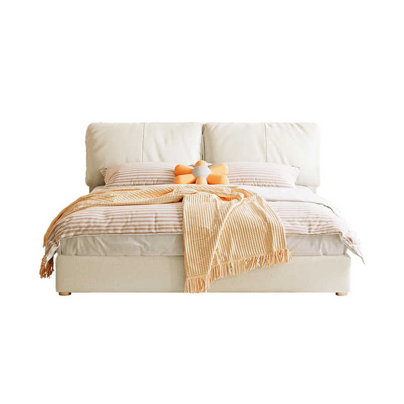 Light luxury simple modern double master bedroom function Nordic soft bag high box storage leather bed