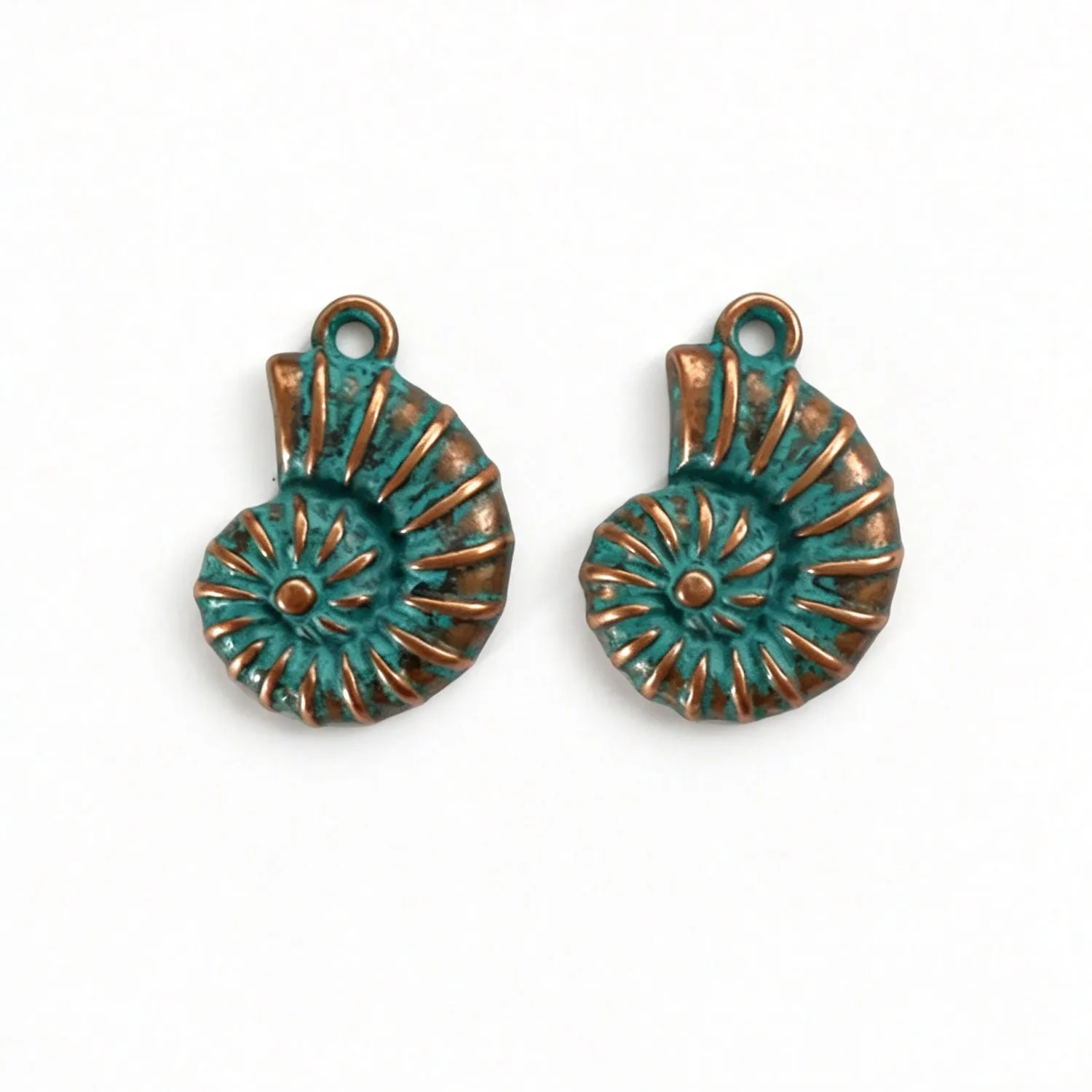 20Pcs 21×14.5mm Zinc Alloy Antique Red Copper with Blue Finish Conch Shell Pendants DIY Jewelry Accessories EF1349