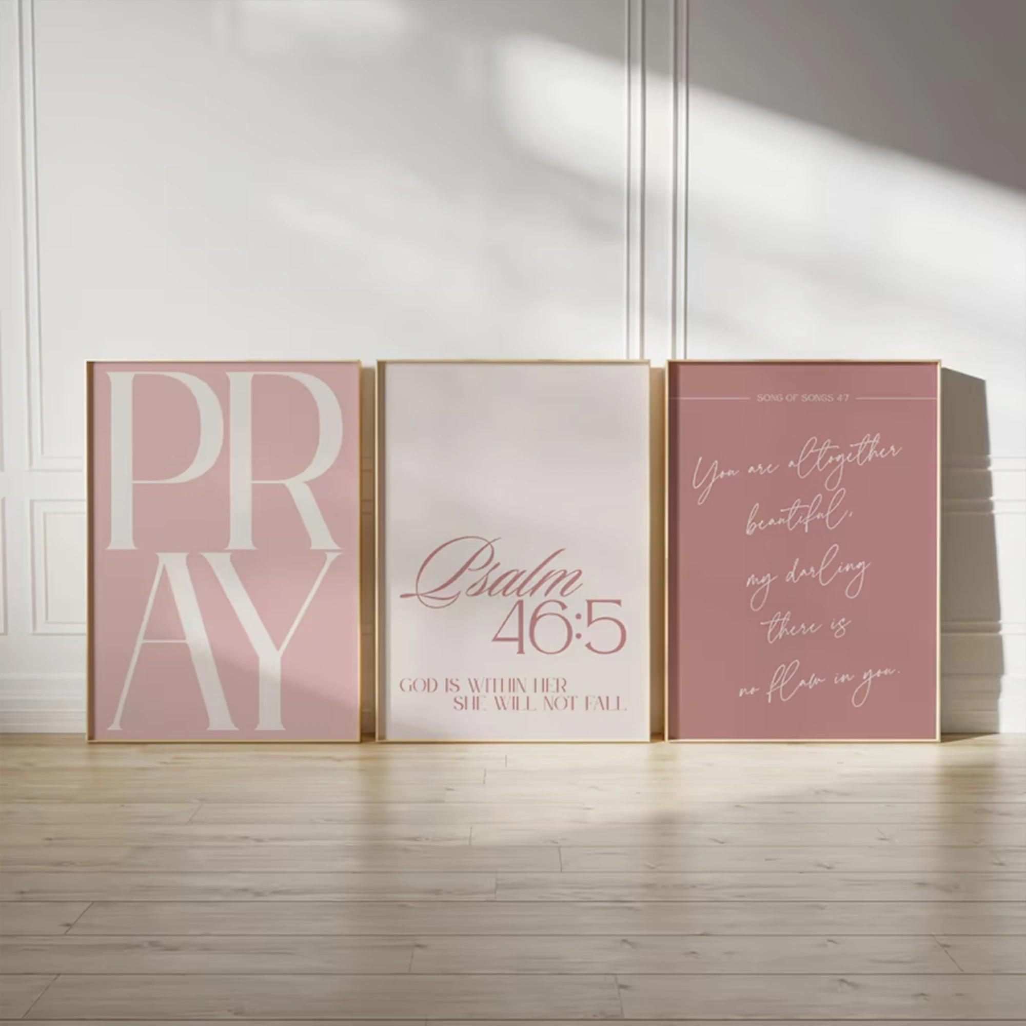 3pcs Modern Pink Christian Prayer Wall Art Print Canvas Painting Poster Picture For Living Room,Bedroom Home Decor