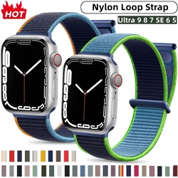 Nylon armband für Apple Watch Ultra 2 Band 49mm 45mm 44mm 42 46mm 38 40mm 41mm Correa Nylon Armband iwatch Serie 10 9 8 7 6 5 se