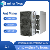 In Stock Bitmain Antminer S21 (200Th) Bitcoin Miner 200T 3500W 17.5J/T BTC/BCH/BSV SHA256 Air-cooling Miner