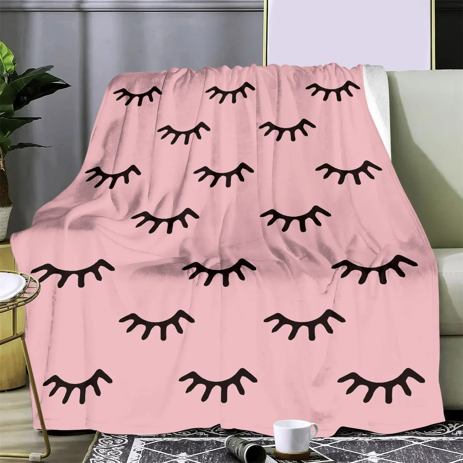 Eyelash Flannel Air Conditioning Blanket Woolen Blanke Digital Printing Blanket Sofa Cover Blanket for Home