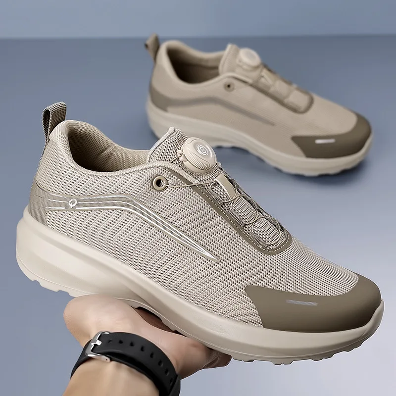 New Rotary Buckle Men Trendy Breathable Sneakers Chunky Men Running Shoes Thick Bottom Waterproof Jogging Footwear Couple Street
