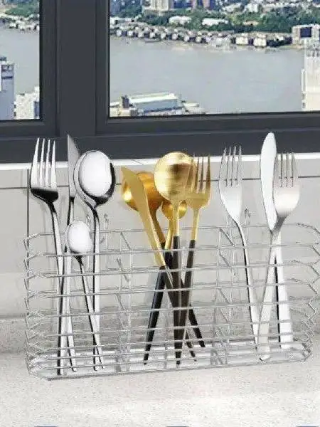 Suporte de Armazenamento de Utensílios de Aço Inoxidável, Organizador de Cozinha Respirável e Drenável, Sem Marca Registrada ...