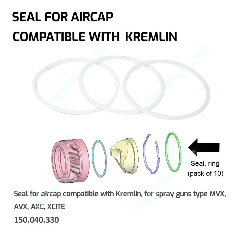 O-ring Compatible With Kremlin, Spray Guns Type ATX, AVX, AXC, MVX, XCITE,Delrin Seal Seat,Sealing Ring,Spray Gun Accessories