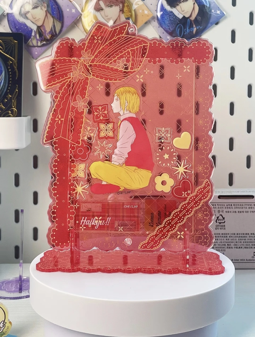 

Рамка-шейкер с кружевным бантом и золотой фольгой, плавающая бусина, акриловая 5-дюймовая подставка для фотокарточек, подставка для карточек ACG, эстетические коллекционные предметы