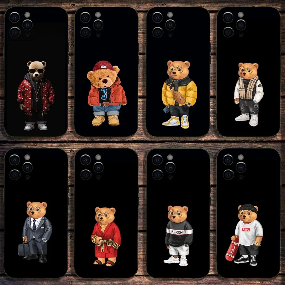 Fashion Baron Filou B-Bear Phone Case For Apple iPhone 15,14,13,12,11,Pro,X,XS,Max,XR,Plus,Mini Soft Black Cover