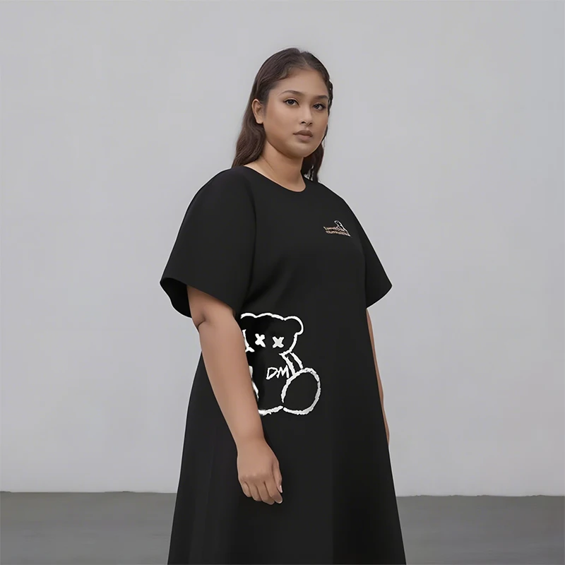 【بيجامة بمقاس كبير】150 كجم يمكن ارتداؤها فساتين نوم طويلة كبيرة الحجم للنساء مقاس كبير وأكمام قصيرة ورقيقة ملابس منزلية فضفاضة