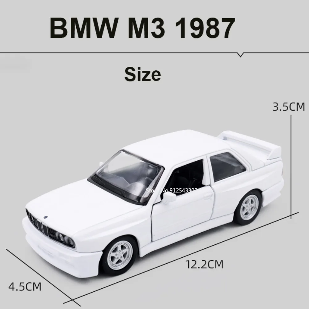 1/36 Scale BMW M3 1987 Toy Car Models Alloy Diecast Doors Opened Pull Back Retro Vehicle Models for Kids Boys Gifts Collection