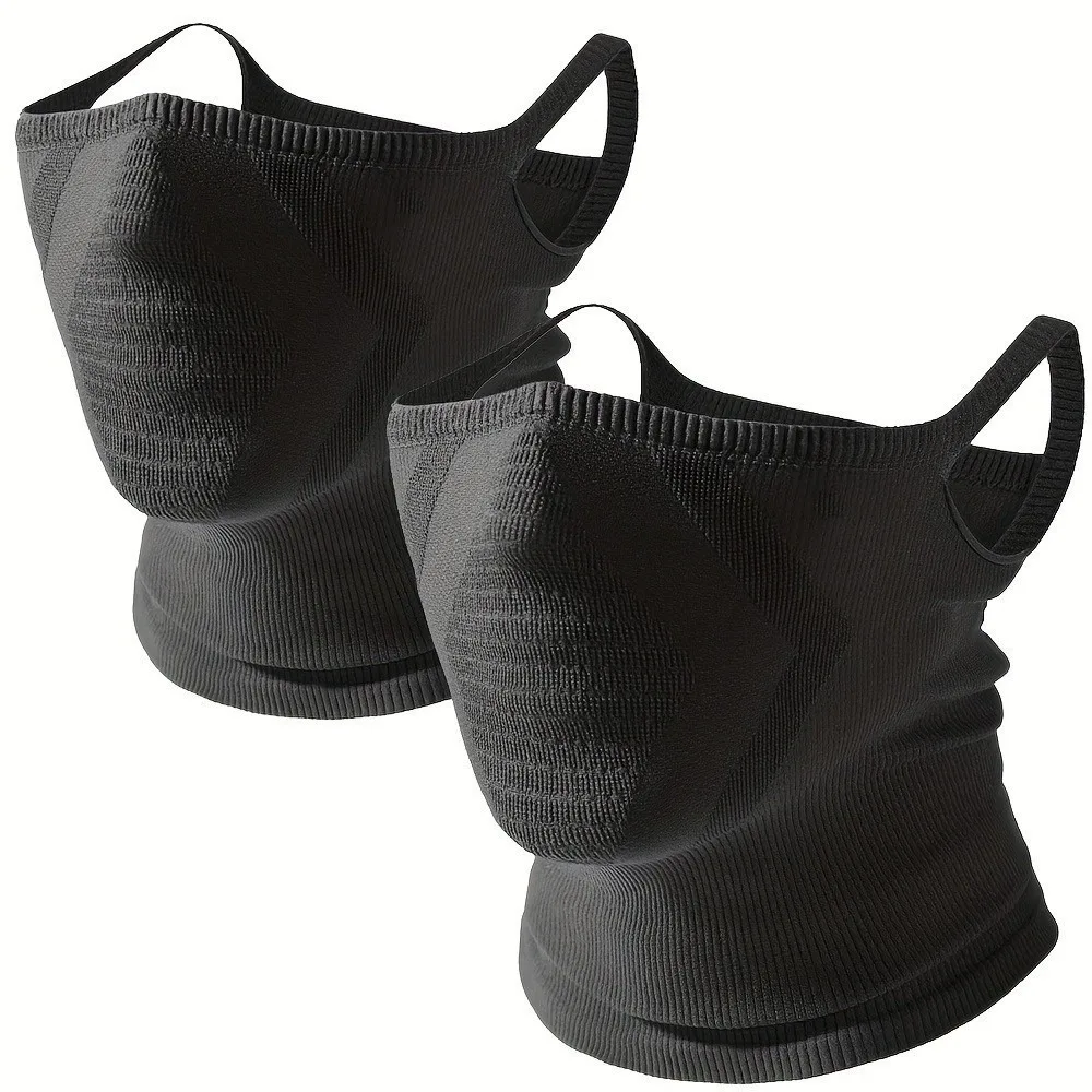 Stretch Elastic Neck Warmer Face Mask Ear-Hanging Design Knitted Jacquard Neck Cover Breathable Windproof Thermal Neck Gaiter