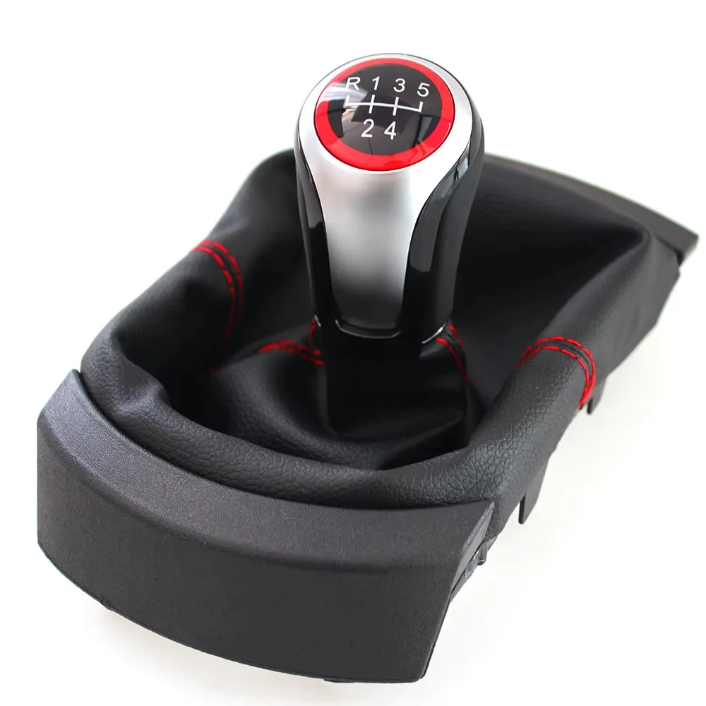 5/6 Speed Car-Styling Gear Stick Shift Knob for Seat Ibiza 2002~2008 Genuine Leather Gaiter Lever Stick Car Refit Accessory