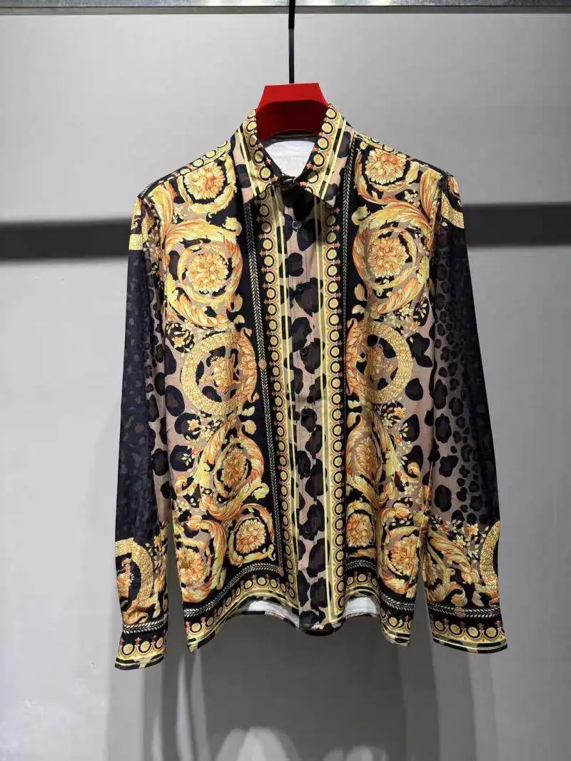 Fashionable Men's Long-sleeved Shirt - Simple And Casual Street Dance Outfit- Printed Shirt Ropa Hombres Conjuntos