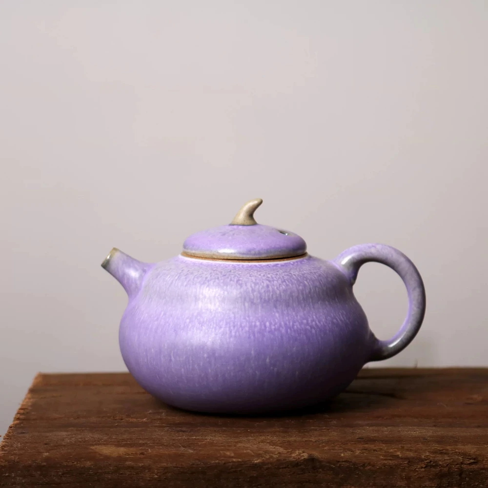 Jun Porcelain Ceramic Gourd Teapot Kung Fu Tea Set Jun Kiln Lavender Purple Gift Set One Pot Two Cups Business Companion Gift