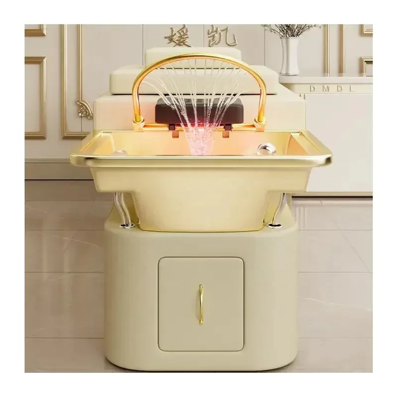 New luxury salon head spa bed golden beauty salon special Thai massage shampoo bed