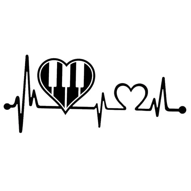 

16*8cm Lovely Piano Heartbeat Band Sticker Decals Rear Window Vinyl Motocycle Car Styling