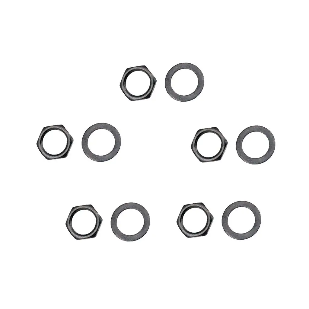5 Piece Iron Guitar Nuts Washers Gaskets Input Output Jack Nut Lock Washer Replacement Kit for Guitar