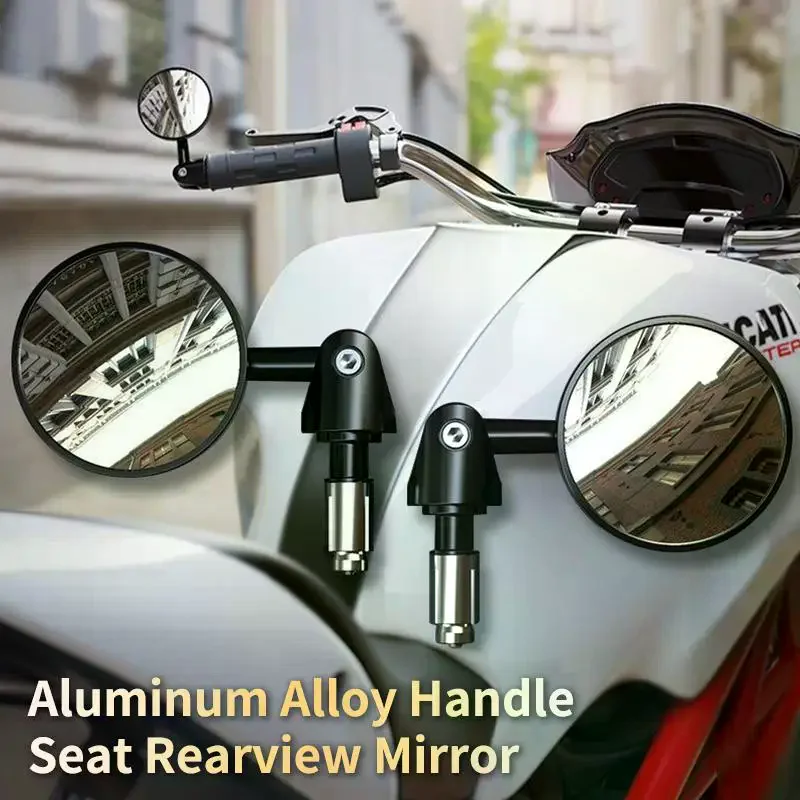 1Pair Motorcycle Handlebar Rearview Mirror Extended: Blind Spot Wide View Safety Turning Mirror
