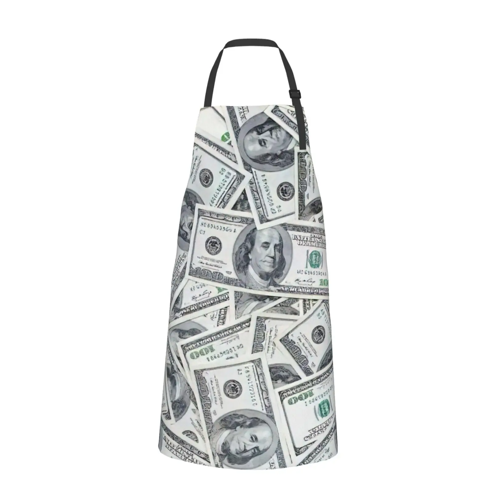 Funny Dollar Money Kitchen Chef Apron, Adjustable Waterproof Apron With 2 Pockets, Used For Barbecue And Cooking