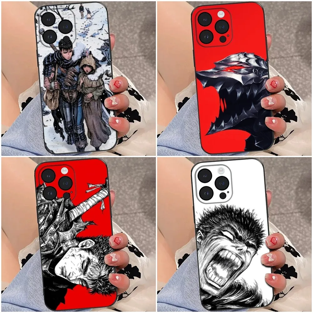 

A-Anime Berserk Guts Phone Case For iPhone 16e,16se4,16,15,14,13,12,Pro,Max,11,Plus,XR,XS Max Shockproof Silicone Soft Shell