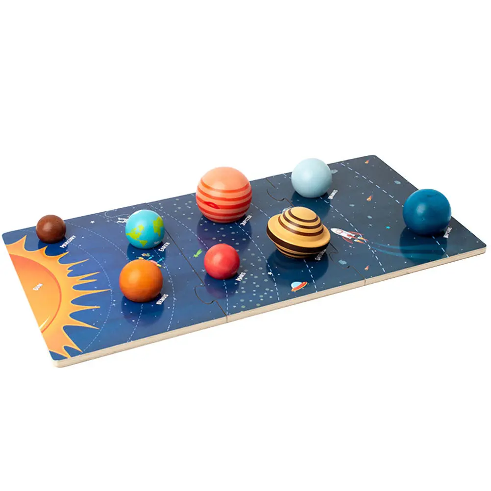 

1Set Wooden Solar System Puzzle Space Planet Matching Educational Cognitive Learning Puzzle for Kids Space Toy