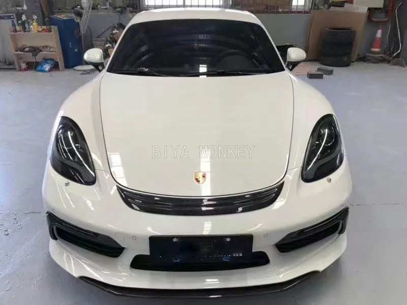 Suitable for Porsche 718 Boxster modified small bumper Techart dry carbon fiber fog light wind knife lamp eyebrow