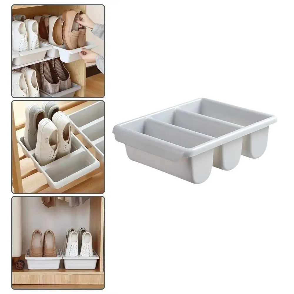 

New 3 Grid Shoe Rack Oblique Plug-In Stackable Shoe Organizer Space Saving Multifunctional Shoe Shelf Household