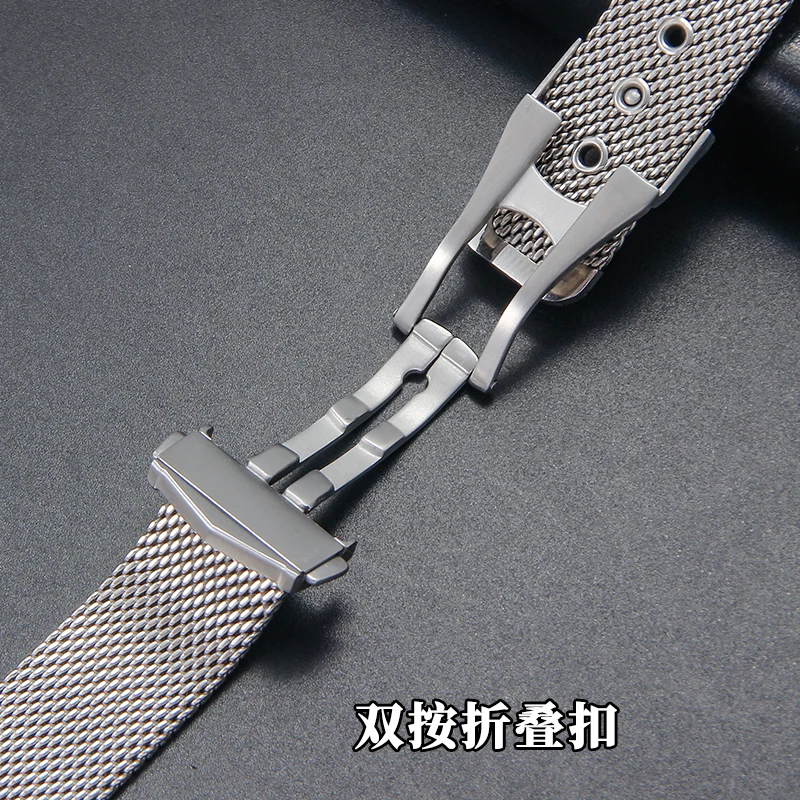 For Omega Seamaster 20mm Silver Black Mesh Bracelet Flat Interface Stainless Steel Watch Strap Breathable Lightweight Design image 5