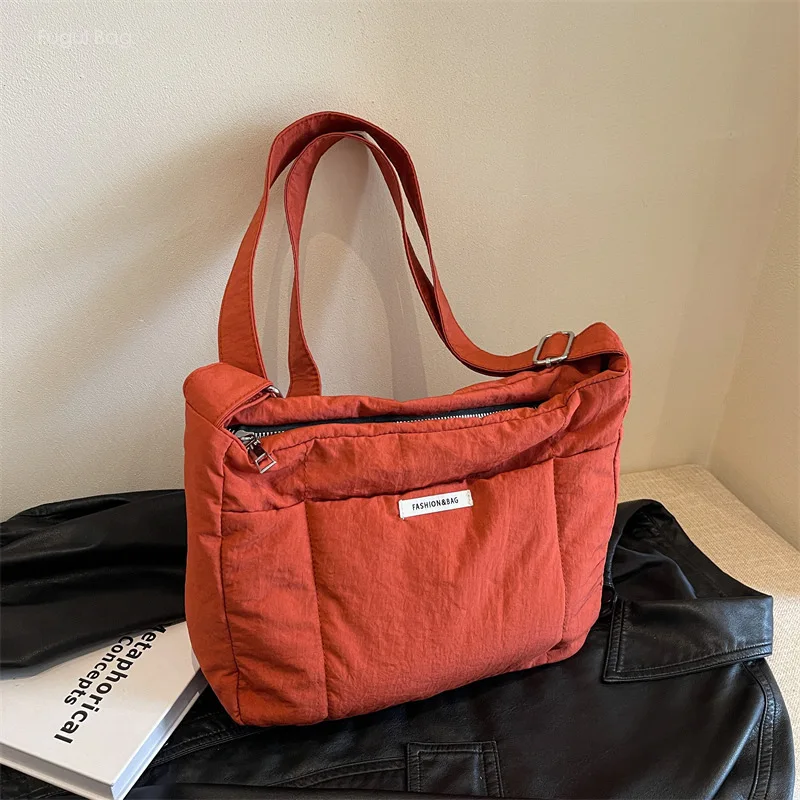 Dames Één Schouder Crossbody Tas Minimalistische Ruimte Effen Kleur Grote Capaciteit Zachte En Lichtgewicht Katoenen Forens