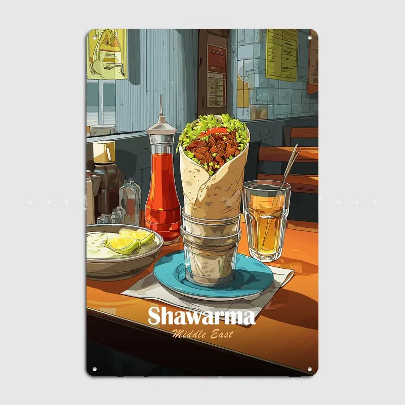 Shawarma Middle East Food Vintage Poster Metal Sign Custom Bedroom Room Decor Home Decor Posters Wall Decoration