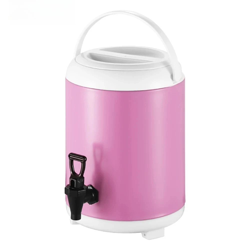 Stainless Steel Insulated 6L Beverage Bucket Hot Cold Drink Dispenser Bubble Tea Storage Container For Party & Cafe