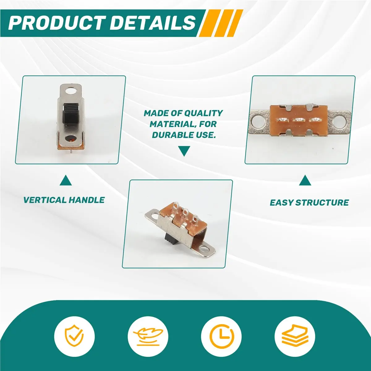 ~Upgraded 2026-5 Pcs x 2 Position SPDT 1P2T Panel Mini Slide Switch Solder Lug SS12F15G3