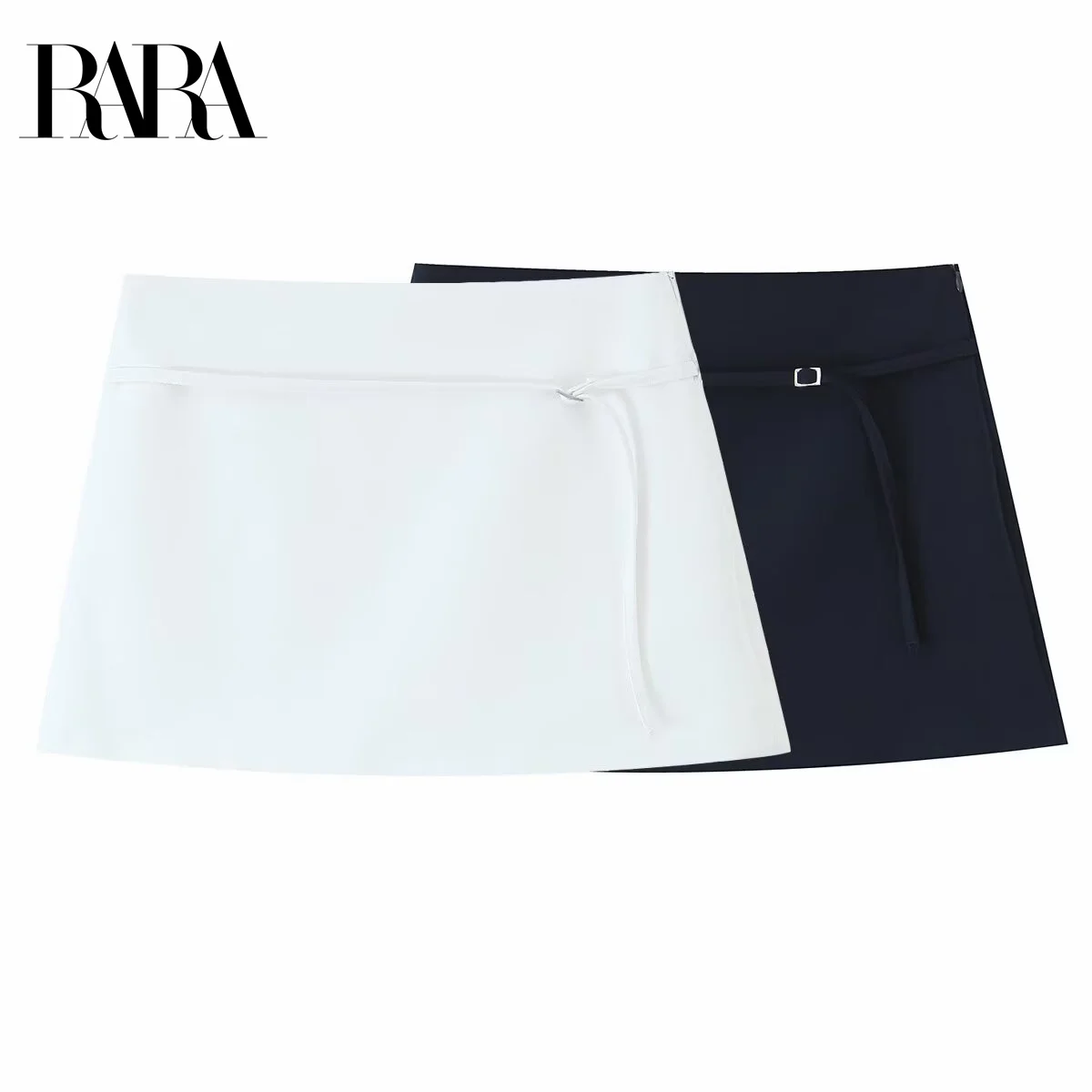 

RARA2025 new summer women's casual fashion temperament simple zipper belt decorated with mid-waist skirt pants