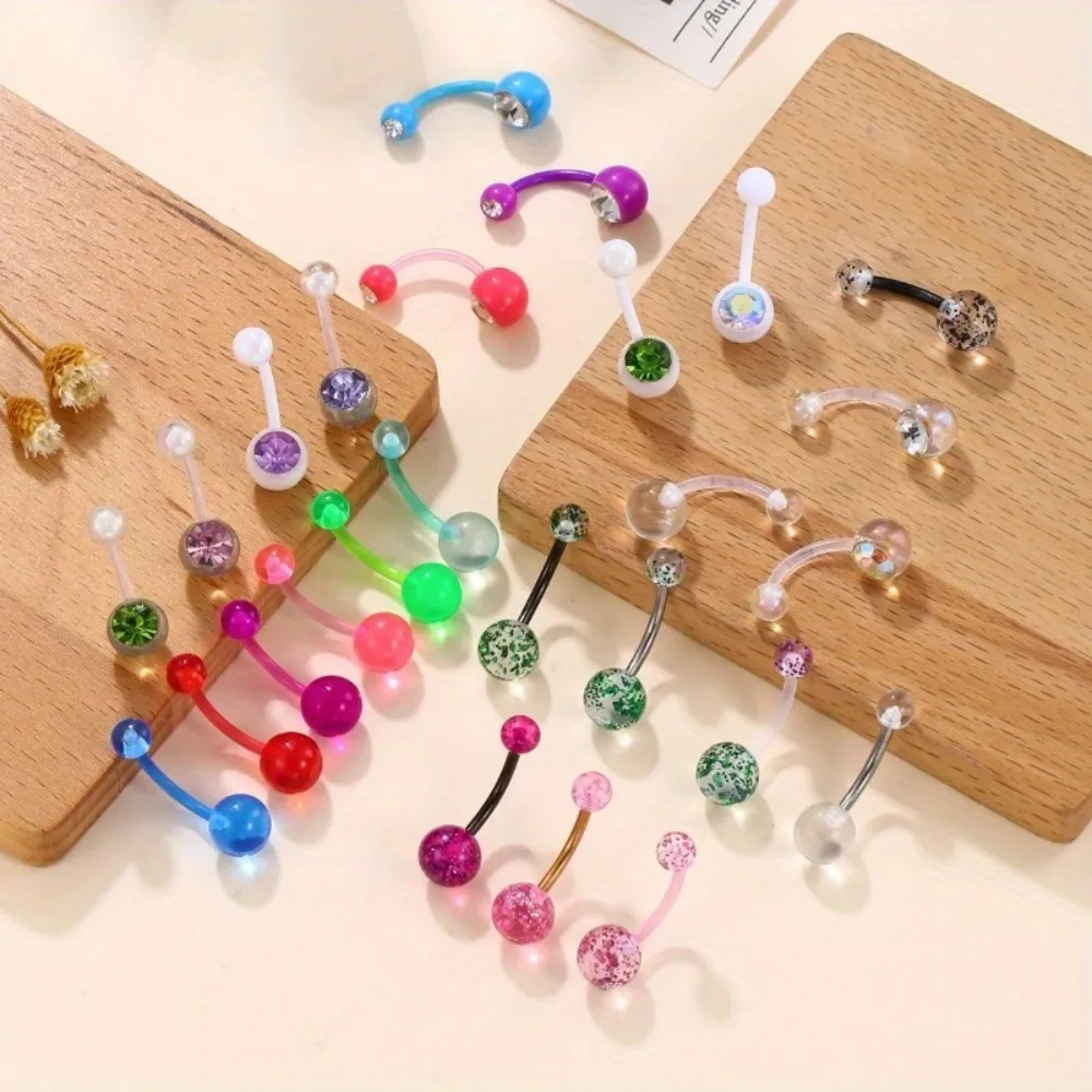 1 Pc Candy Colored Umbilical Ring Colored Glitter Powder Navel Nail Piercing Umbilical Jewelry