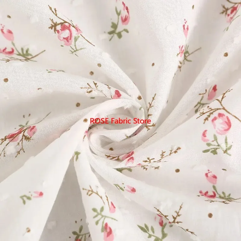 Pink Floral Print Cotton Fabric for blouse, tops, table cover, costumes design,  Summer Dress
