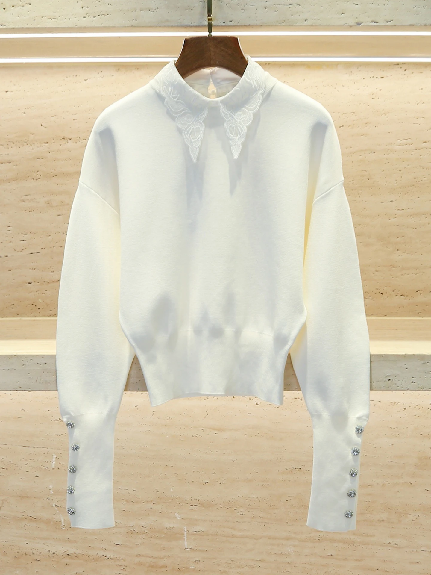 

Модный вязаный топ с кружевным дизайном и длинными рукавами для женщин, универсальный базовый слой для повседневной носки зимой, уникальный корейский стиль