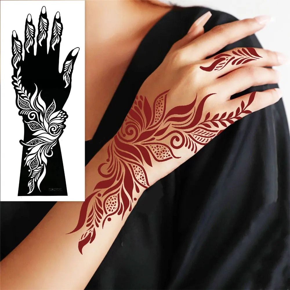 

1 Pair Henna Tattoo Stencil for Women Handmade DIY Body Painting Flower Design Henna Tattoo Template Temporary Tattoo Tools