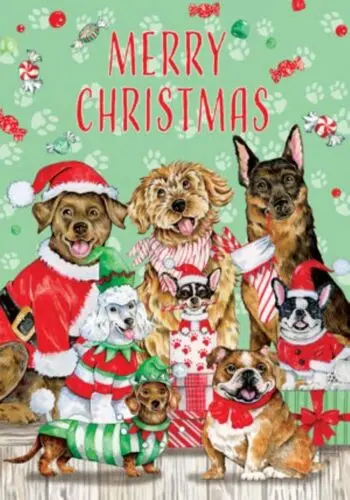 Merry Christmas Dogs Dressed Up Pups Garden Flag 12